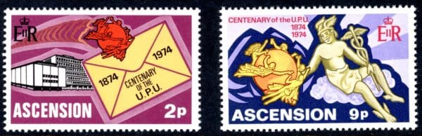 Ascension 179-180 MNH 1974 UPU