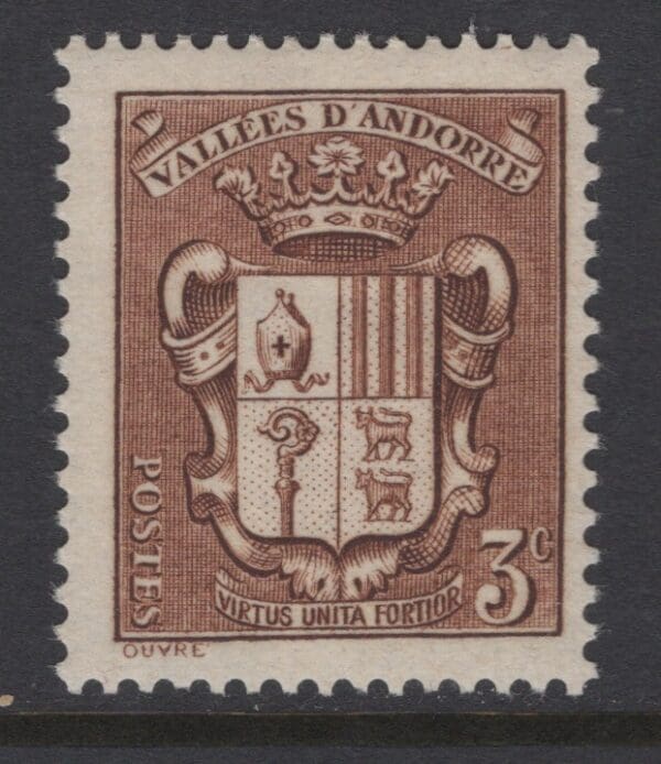 Andorra 67 MNH 1936 3c brown