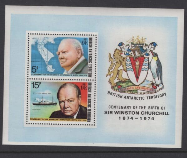 British Antarctic Territory 63a  MNH 1974 Churchill S/S