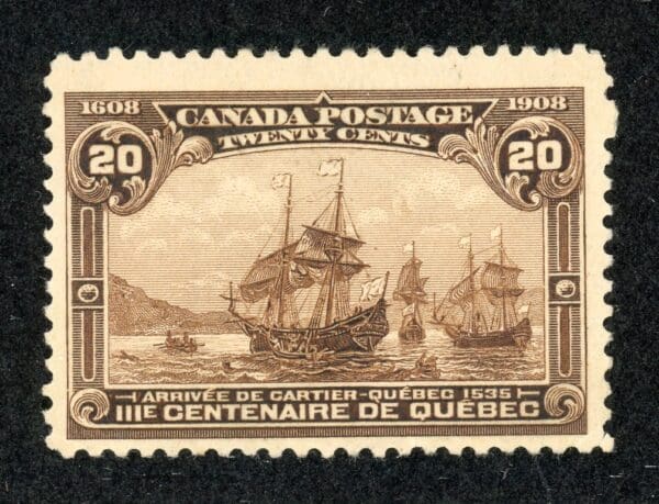 Canada 103 Unused No Gum 1908 20c yellow brown (SG195)