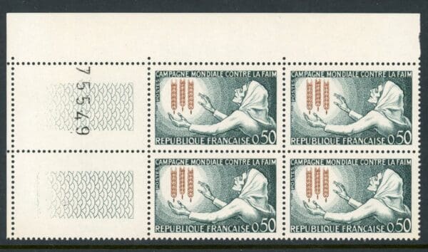 France 1056 MNH 1963 50c Block of 4