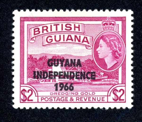 Guyana 18 MNH 1966 $2 magenta Independence Overprint