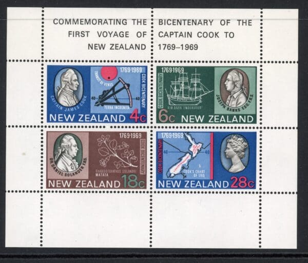 New Zealand 434a MNH 1969 S/S Cook's Landing