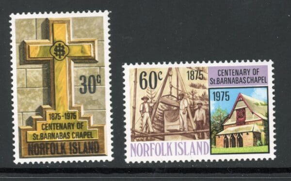 Norfolk Island 190-191 1975 MNH St. Barnabas Chapel Cent