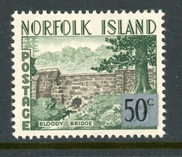 Norfolk Island 81 MH 1966 50c on 5sh grn & gray