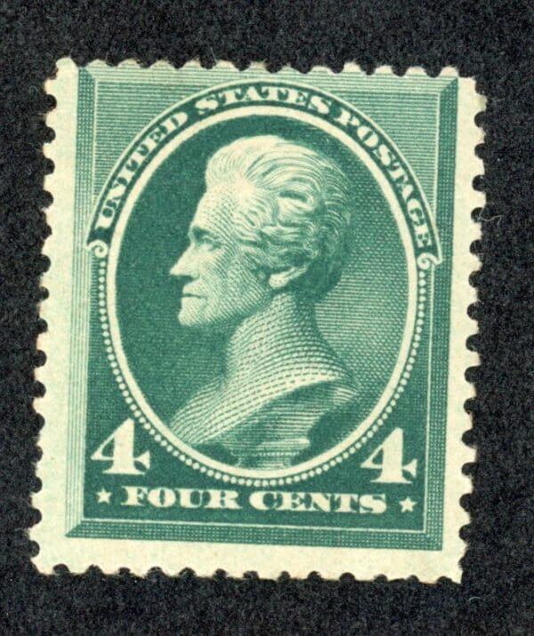 US  211 MH 1883 4c blue green Fine