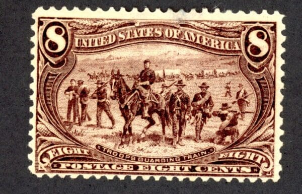 US 289 MH 1898 8c violet brown (thin along top perf from hinge)