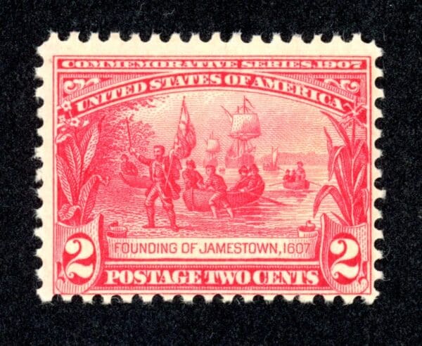 US 329 MNH 1907 2c carmine  Jamestown