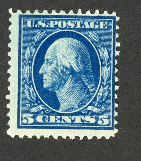 US 335 MH 1908 5c blue Washington