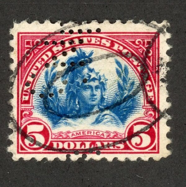 US 573 U 1923 $5 carmine & black