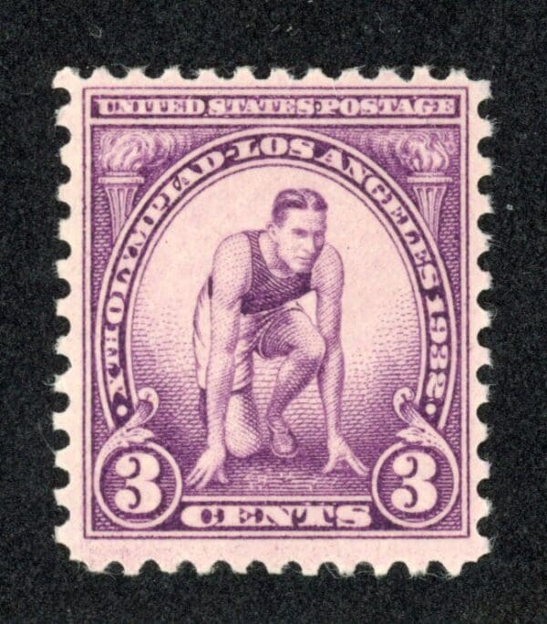 US 718 MH Very Fine 1932 3c purple 10th Olympic Games