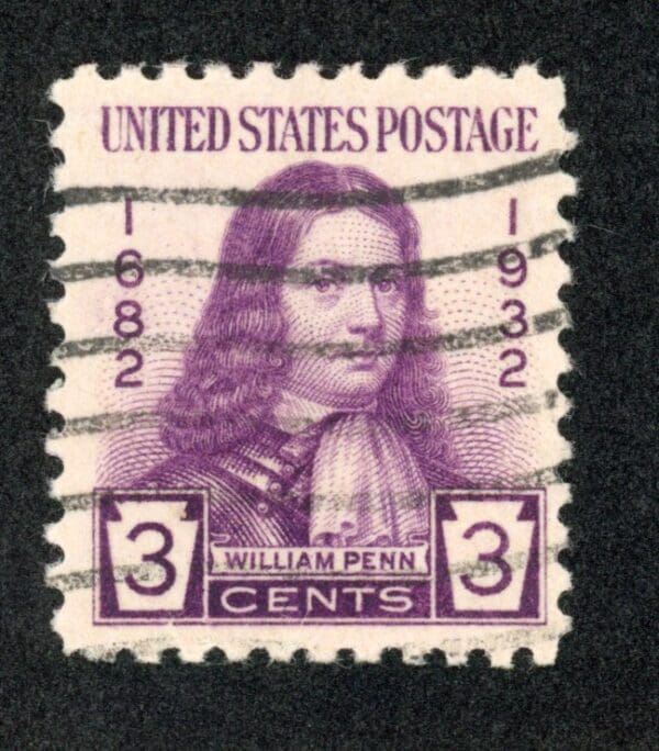 US 724 Used 1932 3c purple William Penn