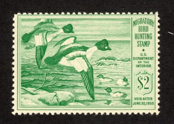 US RW16 MH 1949 $2 bright green Hunting Permit