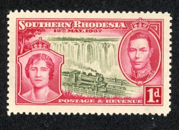 Southern Rhodesia 38 MNH 1937 1p carmine & gray green Coronation