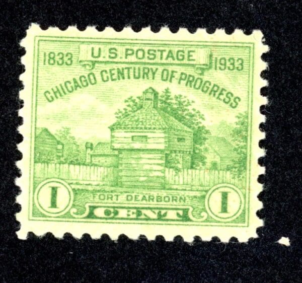 US 728 MH 1934 1c yellow green Century of Progress