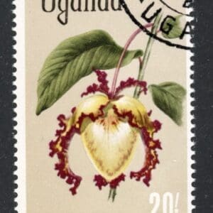 Uganda 129 CTO 1969 20sh tan & multi Flowers