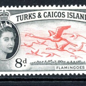 Turks and Caicos 129 MH 1957 8p black & vermillion