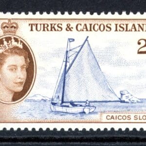 Turks and Caicos 132 MH 1957 2sh lt brown & violet black